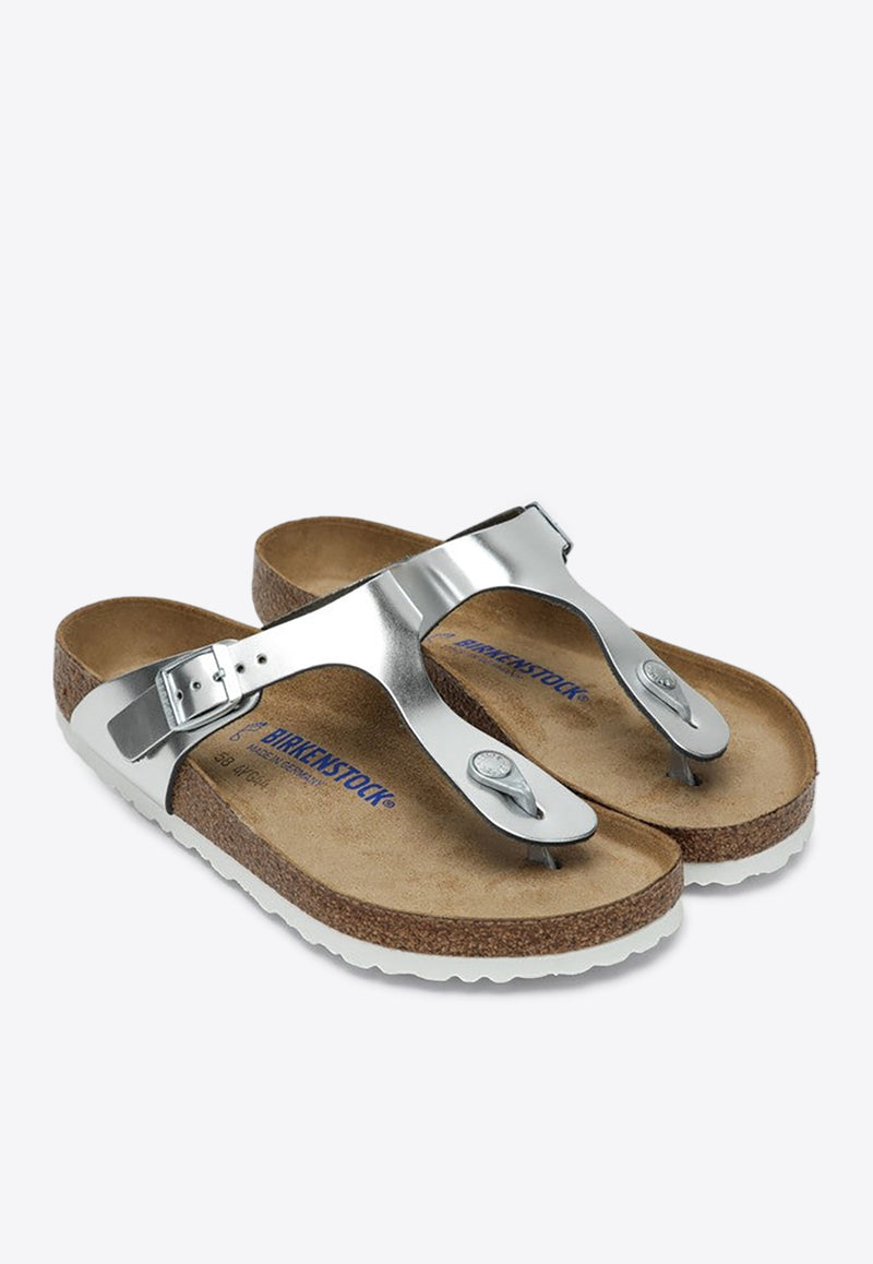 Birkenstock Gizeh Metallic Leather Sandals Silver 1003674LE/Q_BIRKE-MS