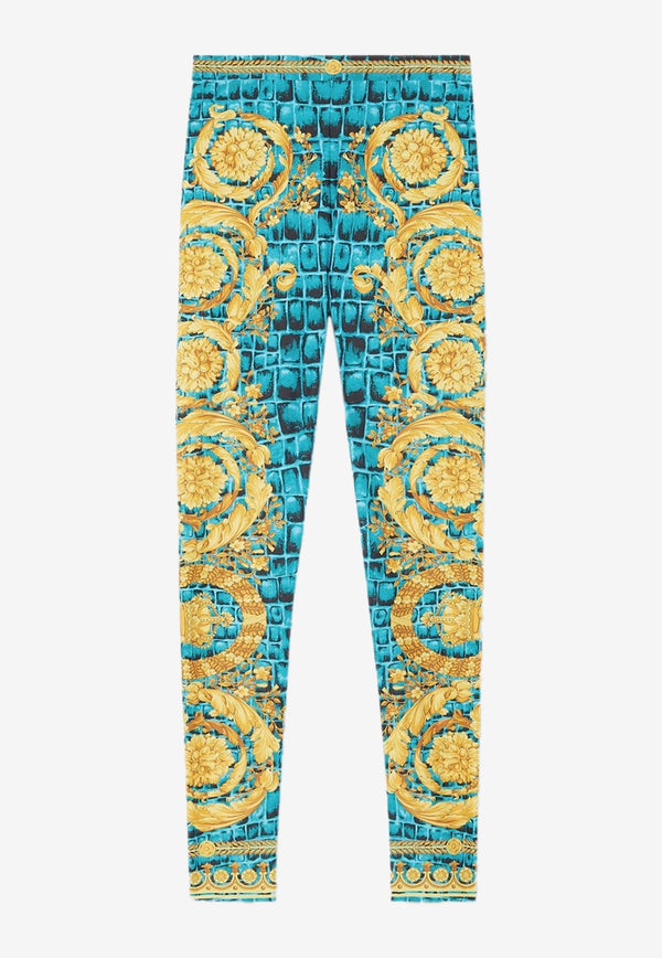 Versace Baroccodile Print High-Waist Leggings Multicolor 1003900 1A09266 5X340