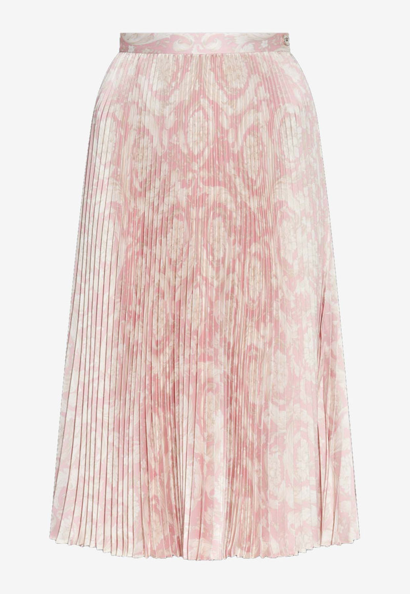 Versace Barocco Print Plisse Midi Skirt Pink 1004221 1A11787 5PB40