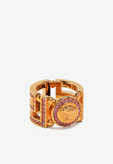 Versace Crystal Medusa Greca Ring Gold 1006571 1A00621 4J110