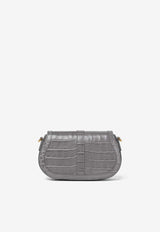 Versace Greca Goddess Croc-Embossed Leather Crossbody Bag Gray 1007128 1A08724 1E51V