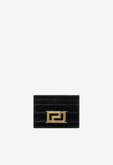 Versace Greca Goddess Cardholder in Croc-Embossed Leather Black 1007218 1A08724 1B00V