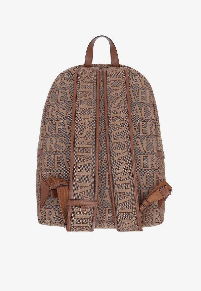 Versace All-Over Logo Backpack Beige 1007703 1A07951 2N24V