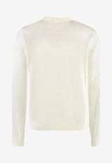 Versace La Greca Semi-Sheer Knit Sweater Beige 1008476 1A05524 1W050