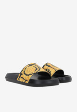 Versace Barocco Rubber Slides Black 1008734 1A06250 5B000