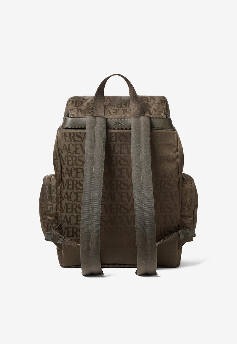 Versace All-over Logo Jacquard Backpack Brown 1009693 1A07040 1GH8E