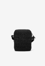 Versace All-over Logo Jacquard Messenger Bag Black 1009919 1A07040 1B00E