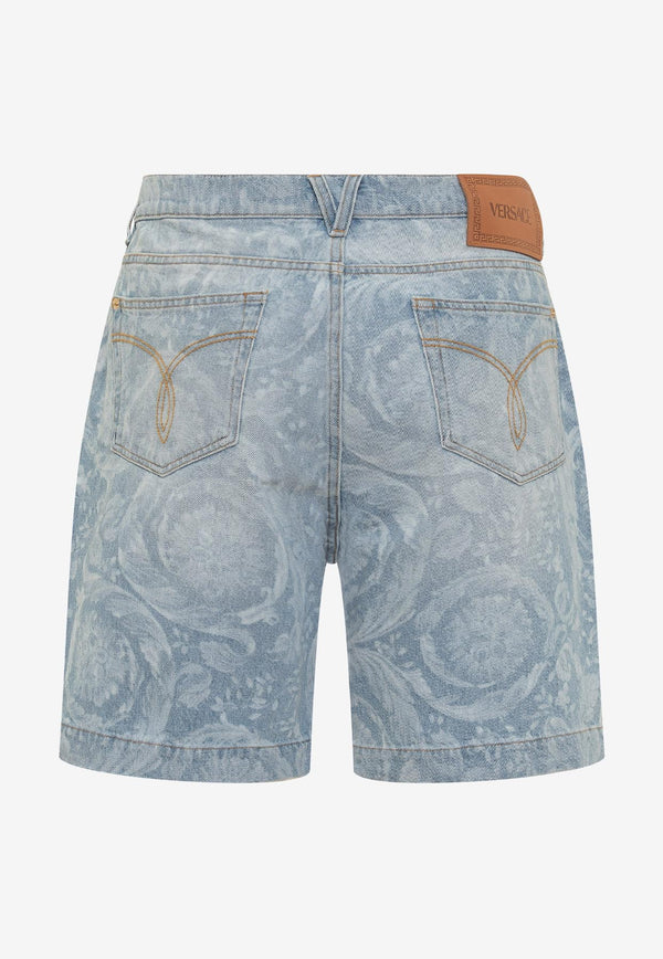 Versace All-Over Logo Denim Shorts Blue 1010205 1A07661 1D380