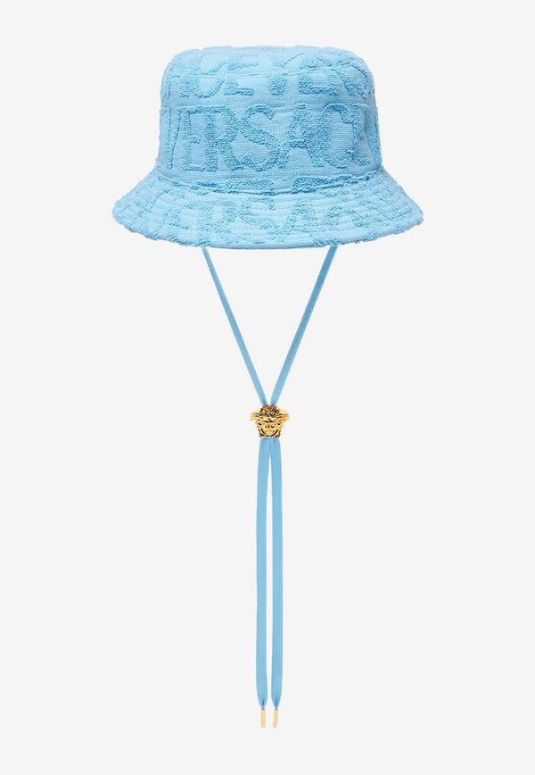 Versace Logo Jacquard Terry Bucket Hat Light Blue 1010262 1A07458 1VA90