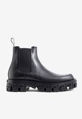 Versace Greca Chelsea Boots in Calf Leather  Black 1010563 1A05956 1B000