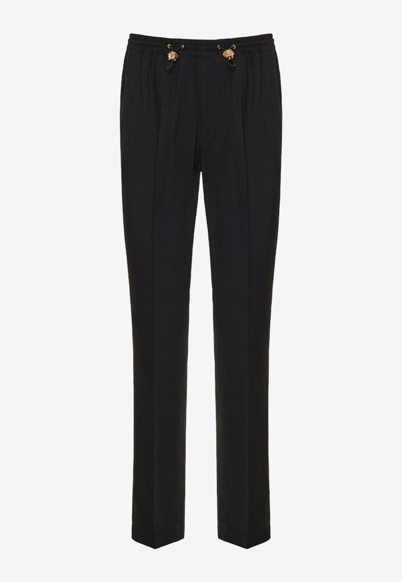 Versace Medusa Pleated Drawstring Pants Black 1010595 1A05276 1B000