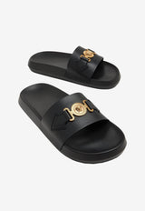 Versace Medusa Biggie Leather Slides Black 1010628 DV46G 1B00V