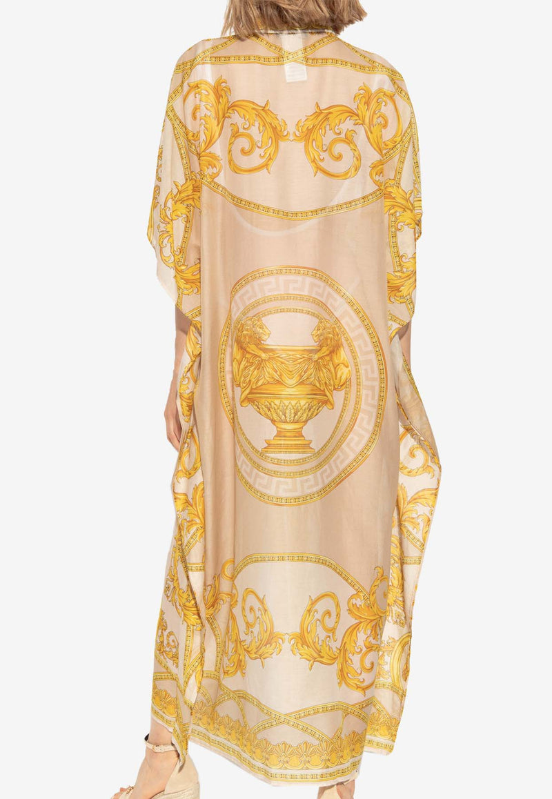 Versace Barocco Print Cover-Up Dress Yellow 1010808 1A11945 5K520