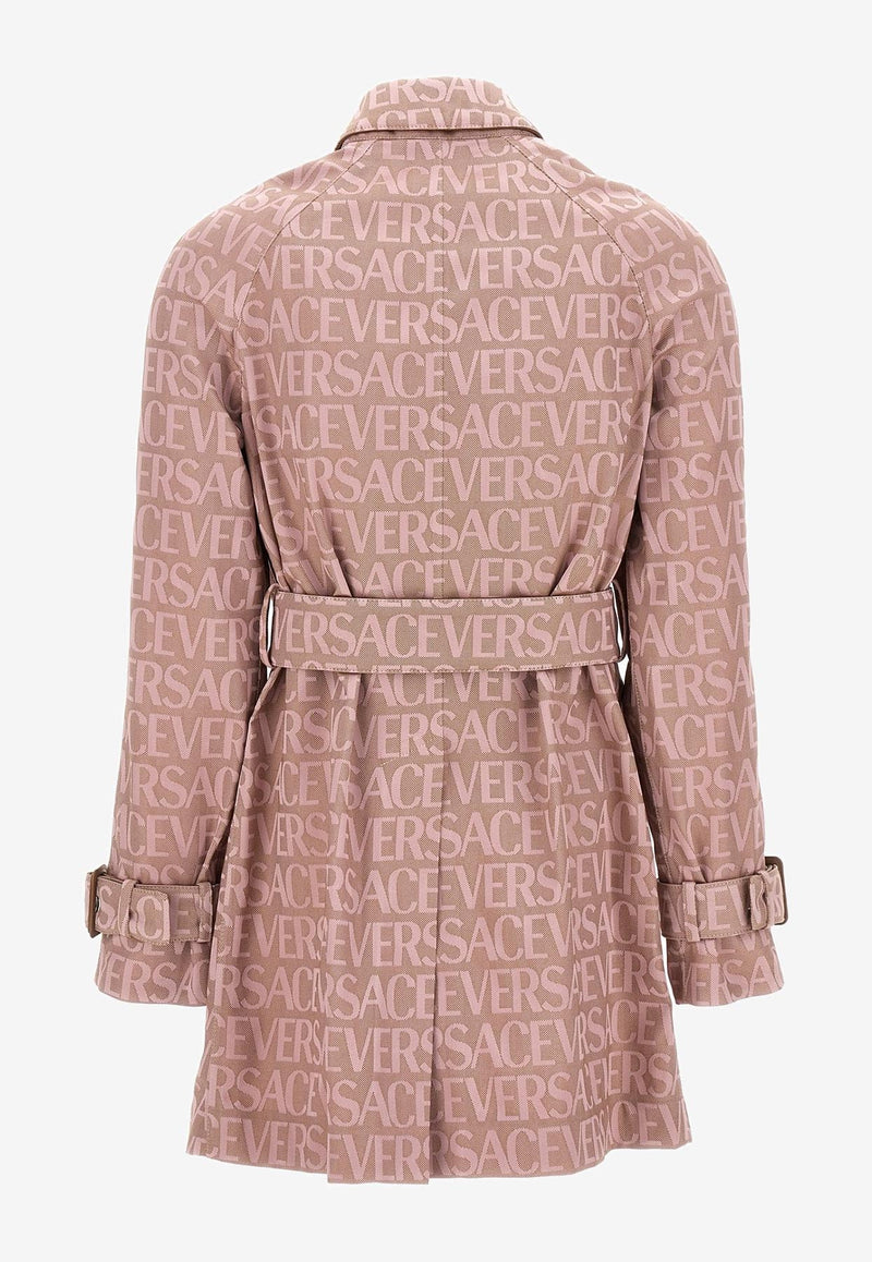 Versace All-over Logo Jacquard Trench Coat Pink 1010883 1A08206 2PL50