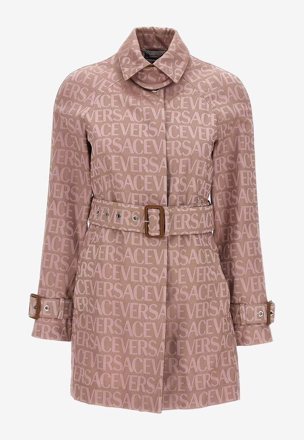 Versace All-over Logo Jacquard Trench Coat Pink 1010883 1A08206 2PL50