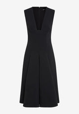 Versace Pleated Midi Cocktail Dress Black 1010903 1A00540 1B000