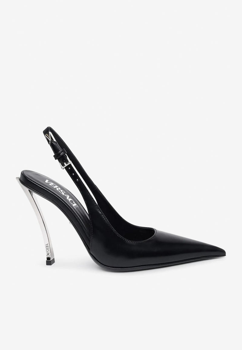 Versace Pin-Point 110 Slingback Pumps Black 1011153 DVT51 1B00P