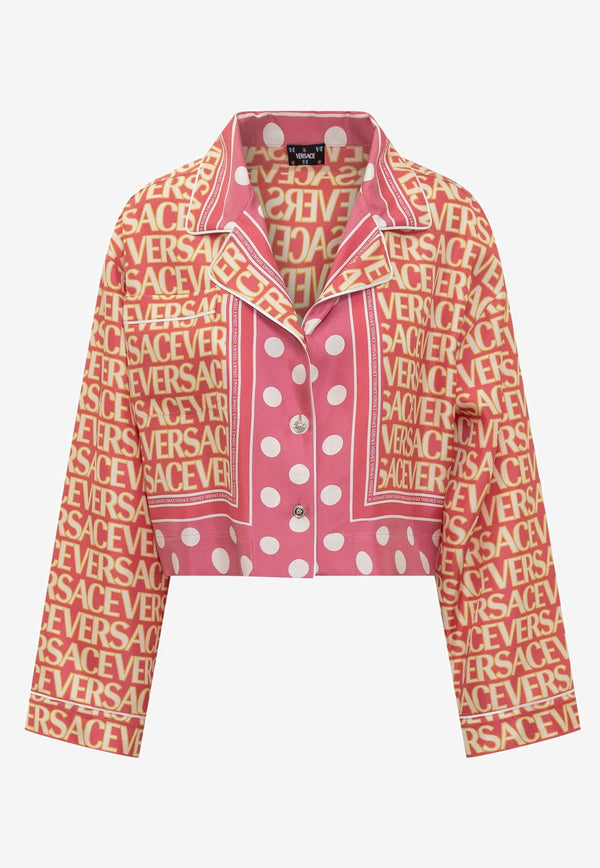 Versace All-over Logo Cropped Shirt Multicolor 1011259 1A08280 5P150