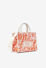 Versace Small Barocco Athena Raffia Tote Bag Coral 1011564 1A11311 6WD3V