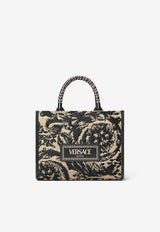 Versace Small Barocco Athena Raffia Tote Bag Black 1011564 1A11311 6X60V