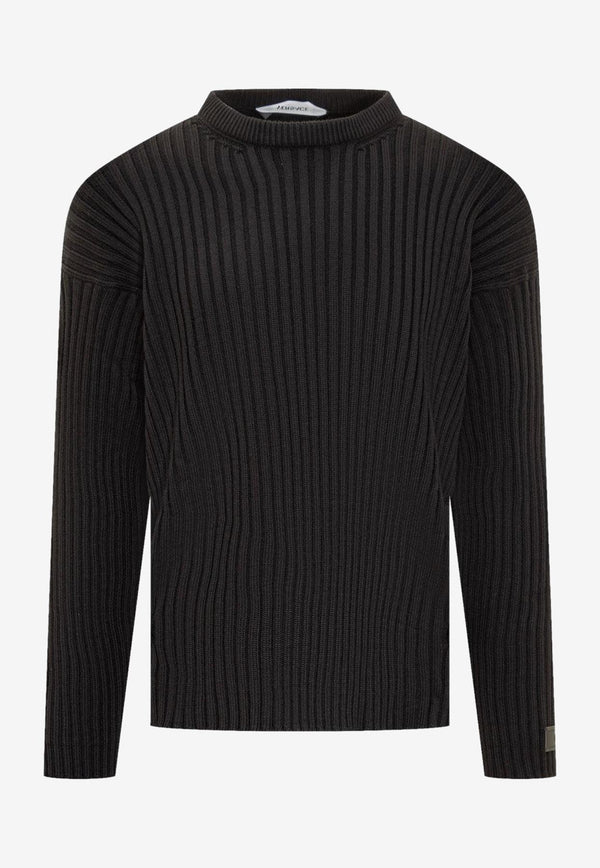 Versace Buckle Detail Rib-Knit Sweater Black 1011790 1A08069 1B000