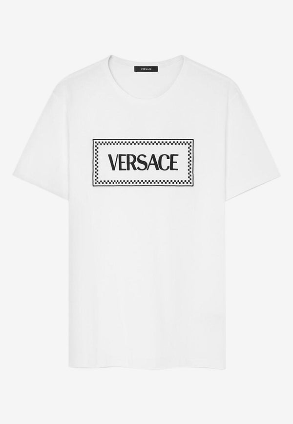 Versace Logo Embroidered Short-Sleeved T-shirt 1011882 1A08573 2W020 White