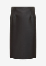 Versace Pencil Wool Silk Midi Skirt Black 1011929 1A09075 1B000