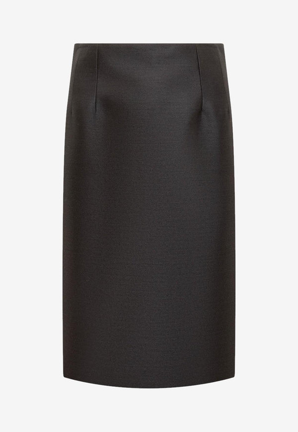 Versace Pencil Wool Silk Midi Skirt Black 1011929 1A09075 1B000