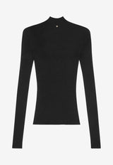 Versace Seamless Turtleneck Knitted Top Black 1012064 1A08078 1B000