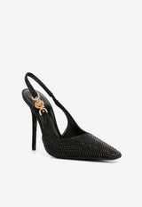 Versace Medusa 
95 110 Crystal Slingback Pumps Black 1012127 1A00868 1B00V