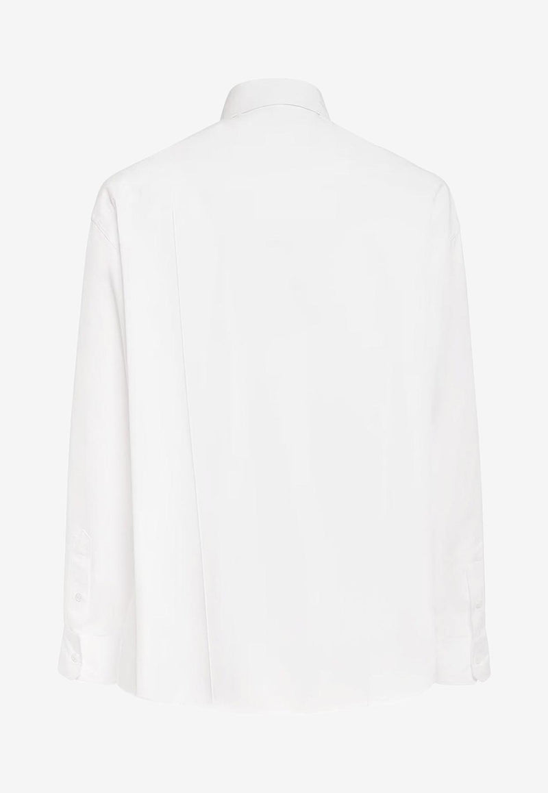 Versace Long-Sleeved Shirt with Leather Strap Detail White 1012146 1A08973 1W000