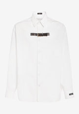 Versace Long-Sleeved Shirt with Leather Strap Detail White 1012146 1A08973 1W000