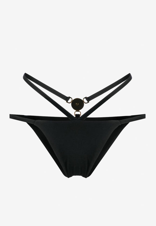 Versace Medusa 
95 Strappy Bikini Bottom Black 1012230 1A08812 1B000