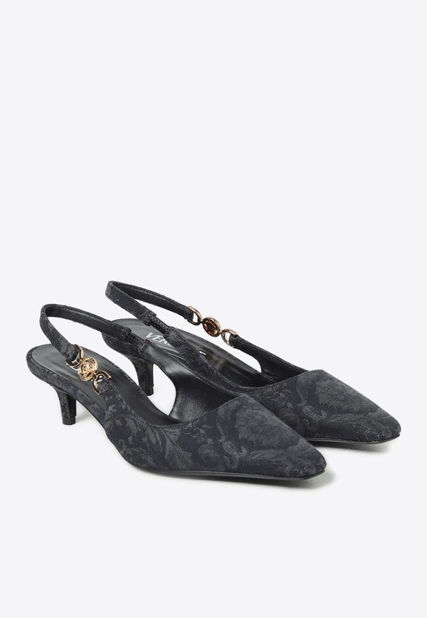 Versace 40 Barocco Slingback Pumps 1012579 1A09371 1B00V Black