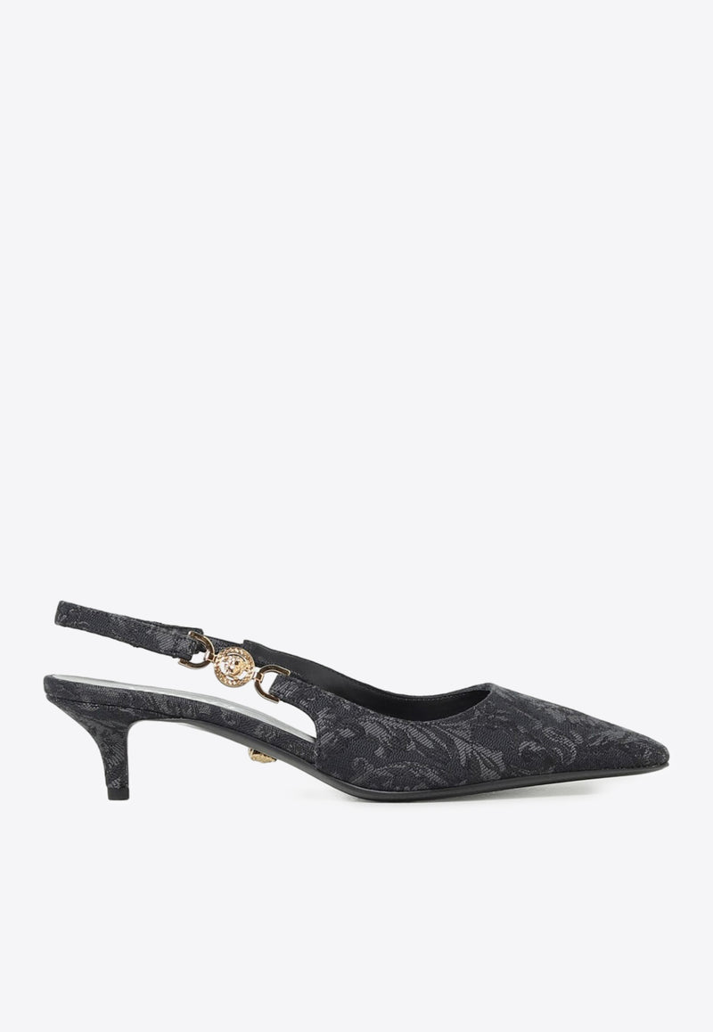 Versace 40 Barocco Slingback Pumps 1012579 1A09371 1B00V Black