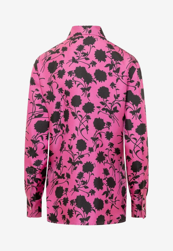 Versace Floral Print Silk Shirt Fuchsia 1012599 1A09146 5P900