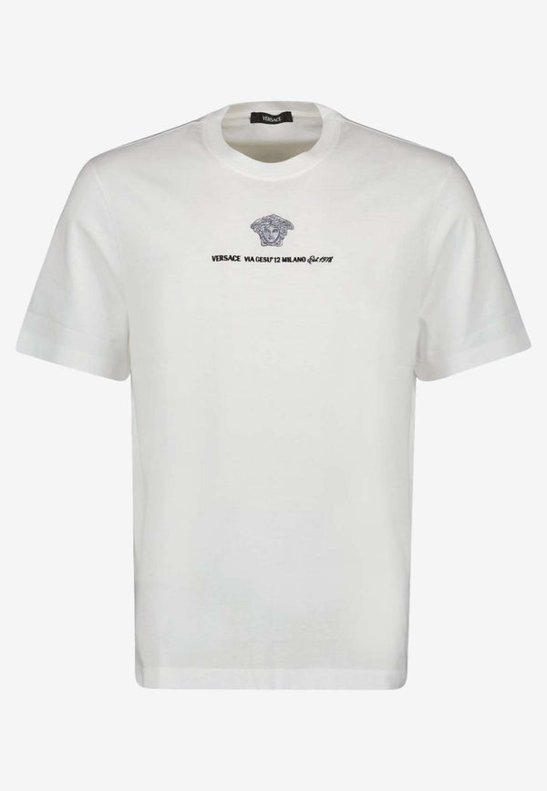 Versace Medusa Milano Embroidered T-shirt White 1013302 1A11054 1W000