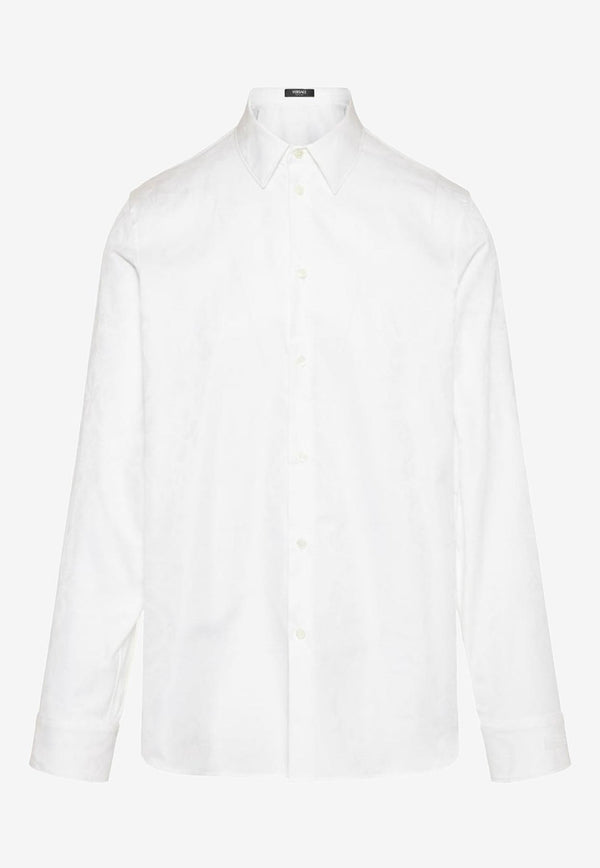 Versace Barocco Jacquard Long-Sleeved Shirt White 1013348 1A08883 1W000