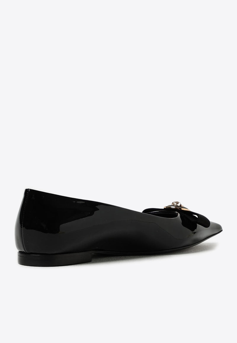 Versace Medusa Pointed Ballet Flats in Patent Leather 1013456 1A08983 1B00V Black