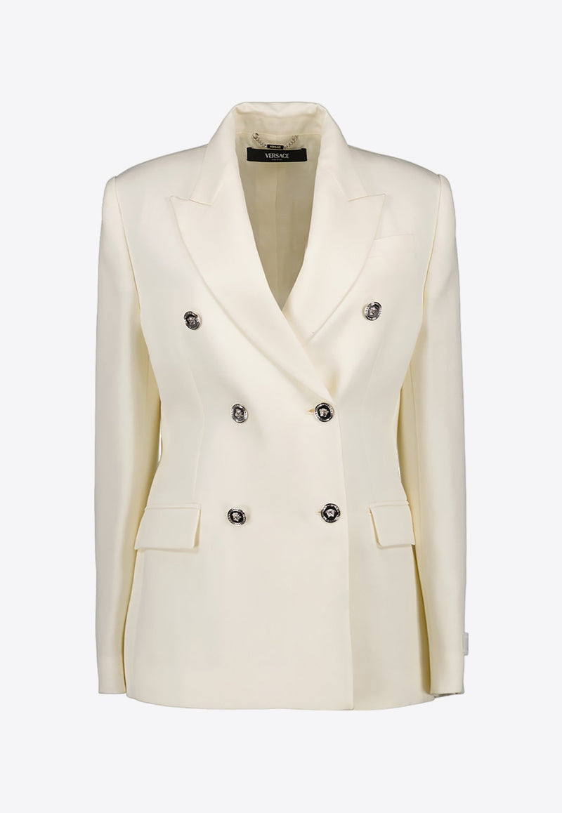 Versace Double-Breasted Blazer in Virgin Wool 1013463 1A06750 1W010 White