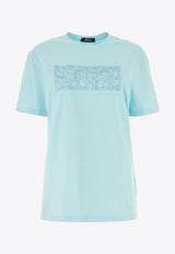 Versace Logo Embroidery Short-Sleeved T-shirt 1013600 1A10135 1VD50 Blue