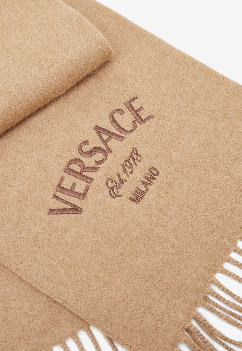 Versace Versace Milano Stamp Wool Scarf Brown 1013625 1A09993 1KF70