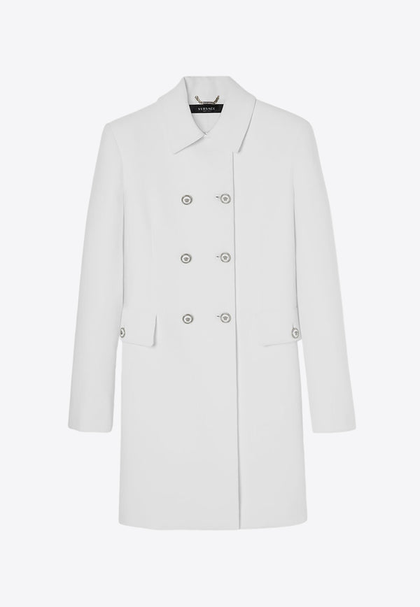 Versace Double-Breasted A-line Coat 1013631 1A10091 1W000 White