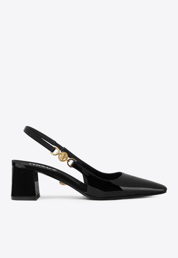 Versace 55 Medusa
95 Slingback Pumps in Patent Leather 1013740 D2VE 1B00V Black