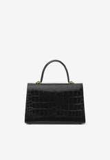 Versace Medium Medusa 
95 Croc-Embossed Leather Top Handle Bag Black 1013823 1A08724 1B00V