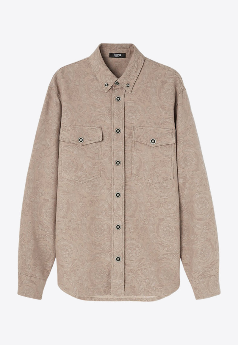 Versace Barocco Pattern Denim Overshirt 1013887 1A09781 1KD40 Beige