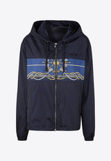 Versace Nautical Print Zip-Up Jacket 1013939 1A09842 5U170 Navy