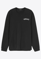 Versace Logo Milano Stamp Long-Sleeved T-shirt 1013947 1A09865 1B000 Black