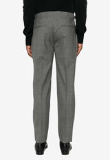 Versace Tapered Houndstooth Wool Tailored Pants Gray 1014057 1A11263 2EJ00