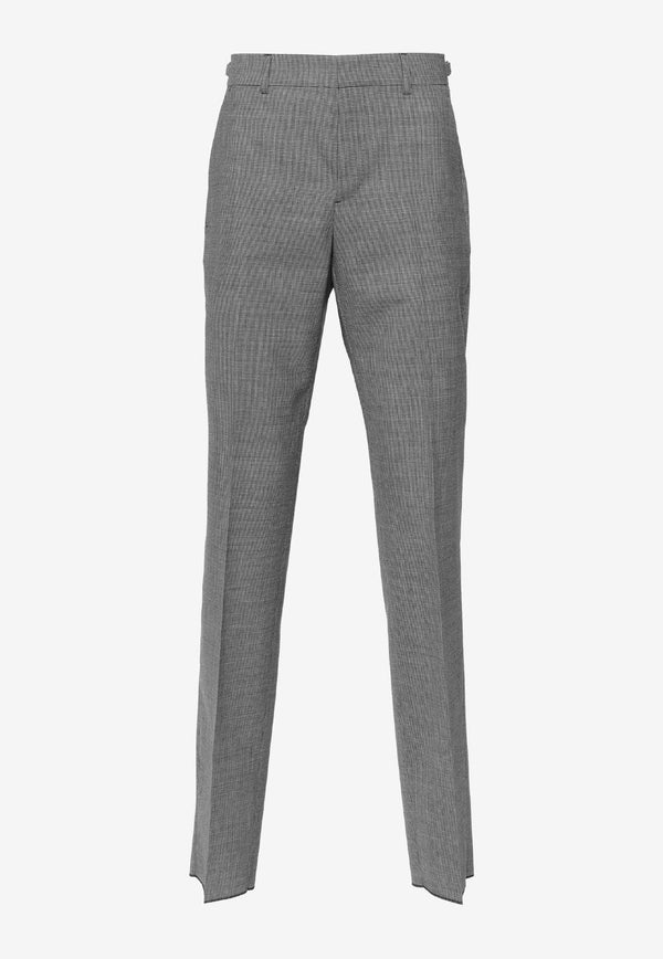 Versace Tapered Houndstooth Wool Tailored Pants Gray 1014057 1A11263 2EJ00